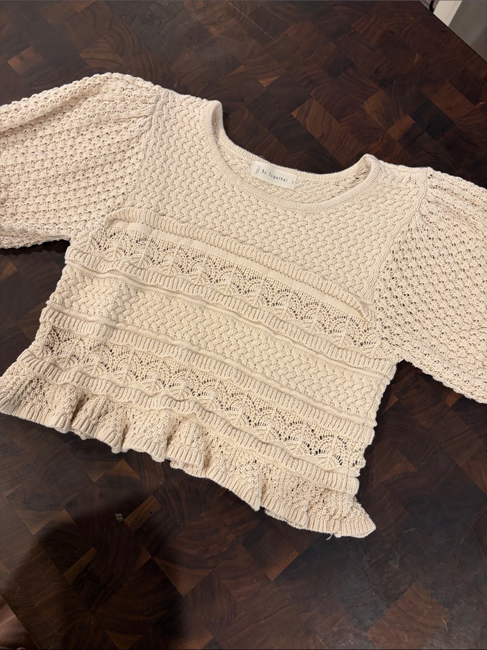 By Together Cream Cable Knit Sweater Top